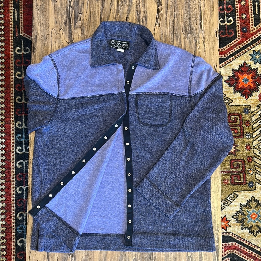 Vintage Snap Up Sweater with Color Block Design